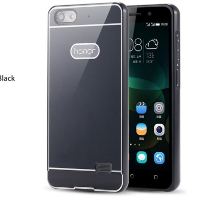 Други Бъмпъри за телефони Луксозен алуминиев бъмпър с твърд гръб за Huawei Honor 4C CHM-U01 черен